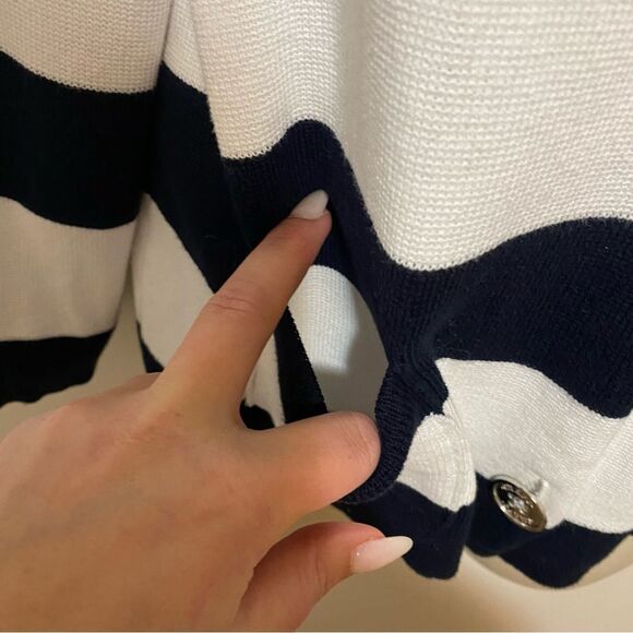 CHAPS Striped Knit Sweater Cardigan - Picture 5 of 9